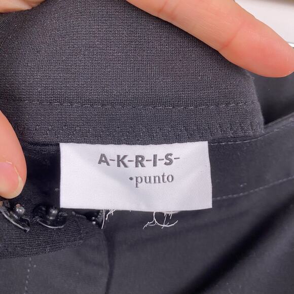 Akris Punto Sewn Front and Back Seam Viscose Trousers Black 8 - Picture 4 of 8